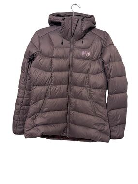 Helly Hansen Size Medium Mauve Purple Hooded Down Filled Puffer Coat Outdoor